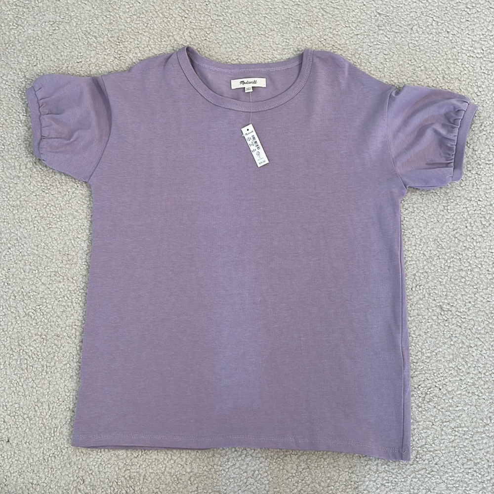 Madewell Purple Puff Sleeve Tee NWT